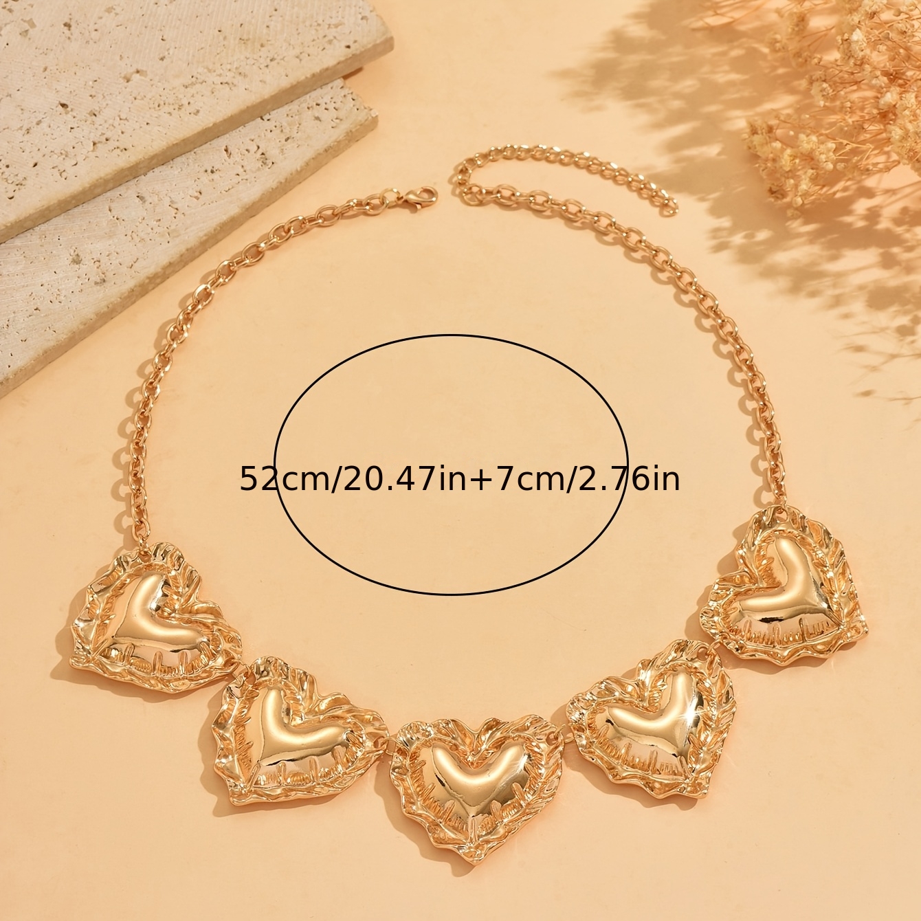 Elegant Textured Heart Choker Necklace for Women, Statement Jewelry